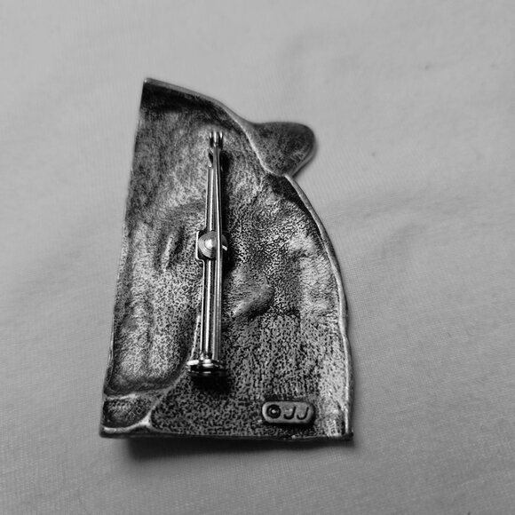 Vintage JJ Pewter Tiger Face Pin Brooch Wildlife‎ Jewelry Detailed Animal Design - Picture 5 of 5